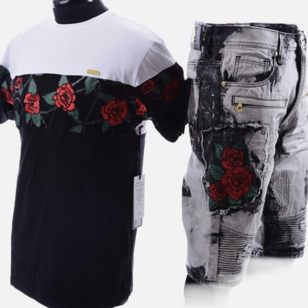 Gray and Red Distressed Jean Shorts with Urban Style